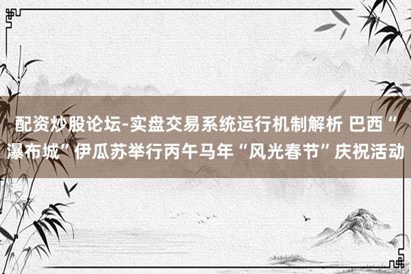 配资炒股论坛-实盘交易系统运行机制解析 巴西“瀑布城”伊瓜苏举行丙午马年“风光春节”庆祝活动