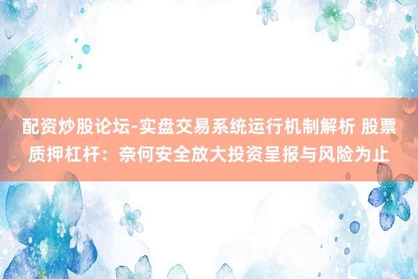 配资炒股论坛-实盘交易系统运行机制解析 股票质押杠杆：奈何安全放大投资呈报与风险为止