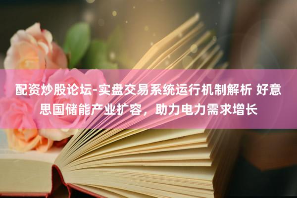 配资炒股论坛-实盘交易系统运行机制解析 好意思国储能产业扩容，助力电力需求增长