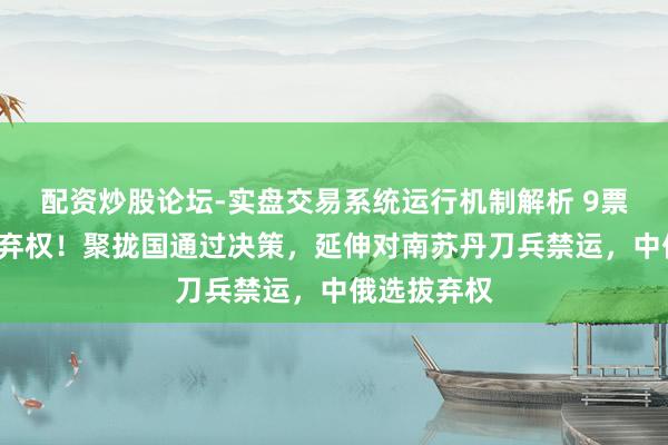 配资炒股论坛-实盘交易系统运行机制解析 9票推奖、6票弃权！聚拢国通过决策，延伸对南苏丹刀兵禁运，中俄选拔弃权