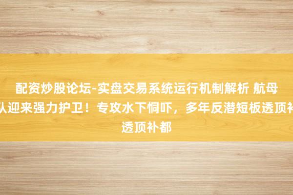 配资炒股论坛-实盘交易系统运行机制解析 航母编队迎来强力护卫！专攻水下恫吓，多年反潜短板透顶补都
