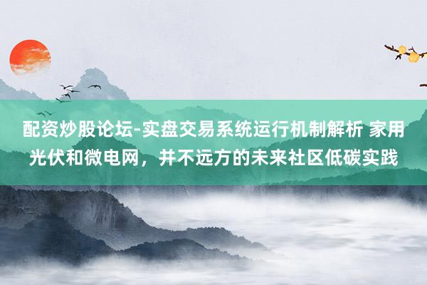 配资炒股论坛-实盘交易系统运行机制解析 家用光伏和微电网，并不远方的未来社区低碳实践